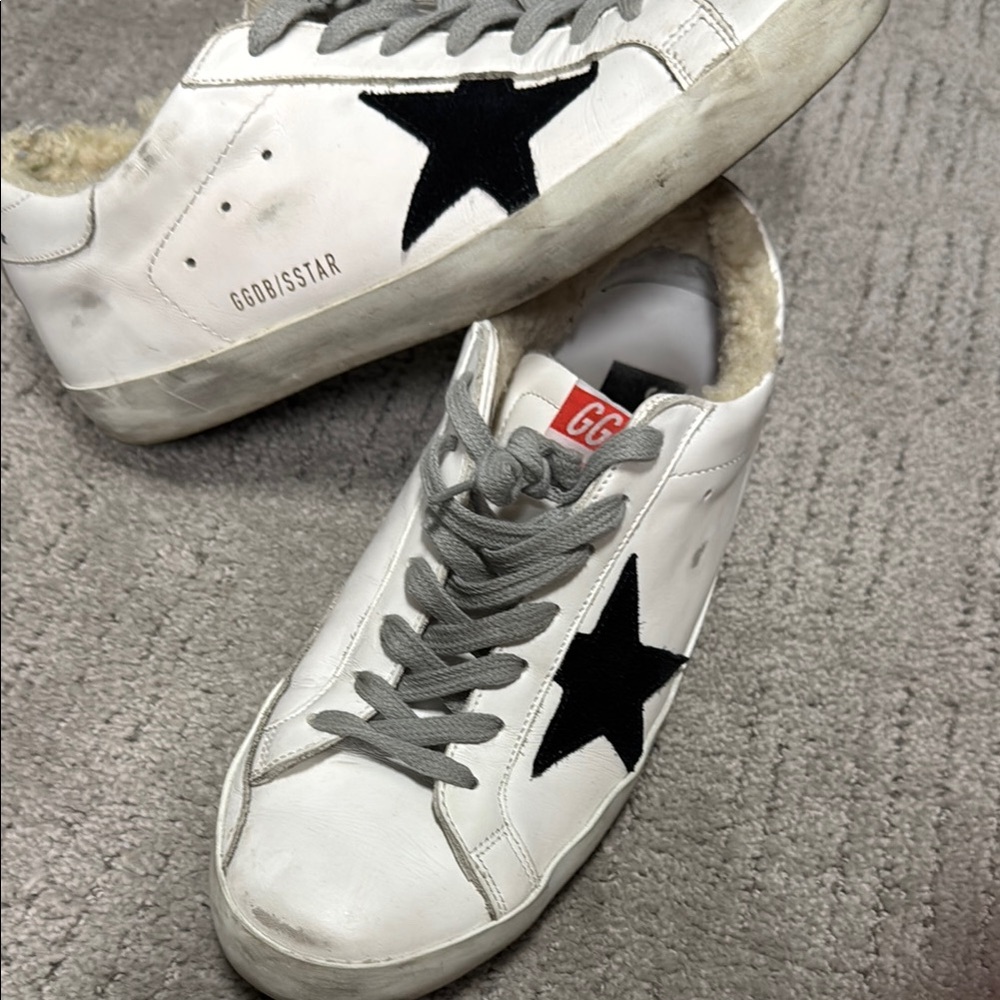 Golden Goose White Sneakers with Black Star